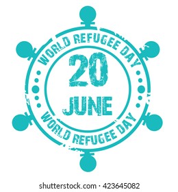Vector illustration of a stamp for World Refugee Day.
