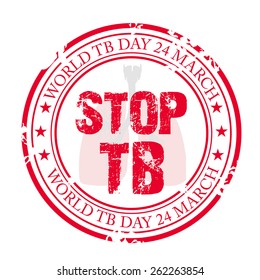 Vector illustration of stamp for World Tuberculosis Day in white background.
