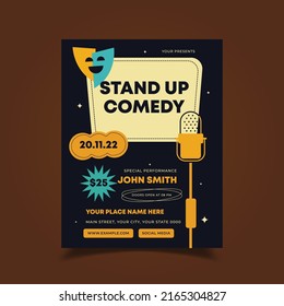 Vector Illustration Of Stand Up Comedy Flyer