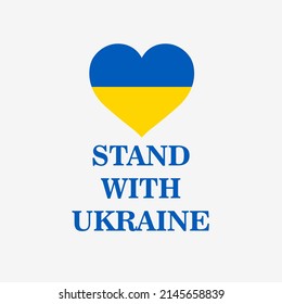 Vector illustration of stand with Ukraine text and heart in blue and yellow colors. Vector illustration isolated on grey background for design and web.