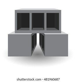 Vector Illustration Standard Concrete Building Block For Architectural Works. Cement Block Icon Used For Masonry.