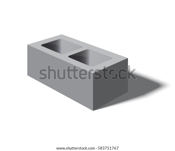 建築工事用のベクターイラスト標準コンクリート構築ブロック 組積造に使用するセメントブロックアイコン 角穴付きシンダーブロック のベクター画像素材 ロイヤリティフリー
