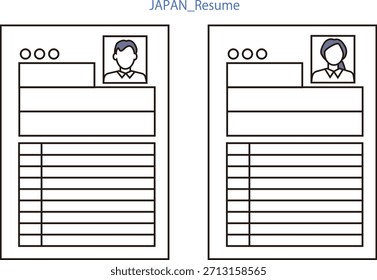 Vektorgrafik des in Japan verwendeten Standard-Lebenslauf-Formats