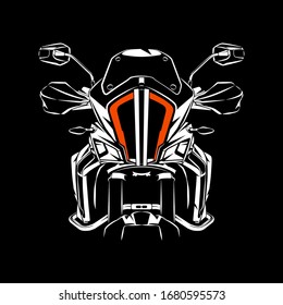 Vector illustration of Standard Touring Motorcycle silhouette on Black background. Perfect for printed on t-shirt, background, banner, posters, etc.