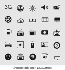 Vector illustration of standard and universal media and multimedia vector icon set 
