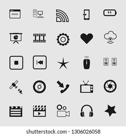 Vector illustration of standard and universal media and multimedia vector icon set 