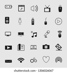 Vector illustration of standard and universal media and multimedia vector icon set 