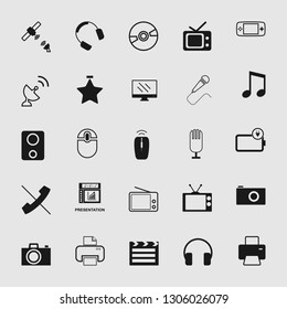 Vector illustration of standard and universal media and multimedia vector icon set 
