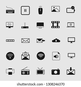 Vector illustration of standard and universal media and multimedia vector icon set 