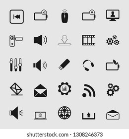 Vector illustration of standard and universal media and multimedia vector icon set 
