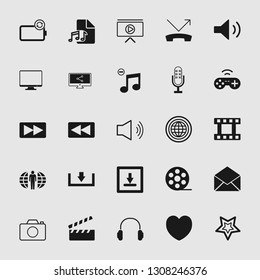 Vector illustration of standard and universal media and multimedia vector icon set 