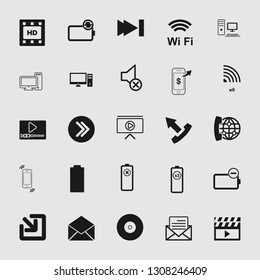 Vector illustration of standard and universal media and multimedia vector icon set 