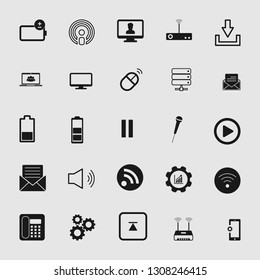 Vector illustration of standard and universal media and multimedia vector icon set 