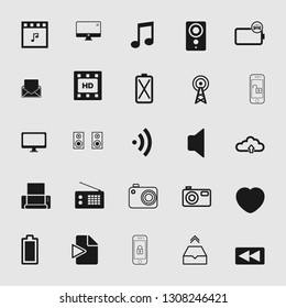 Vector illustration of standard and universal media and multimedia vector icon set 