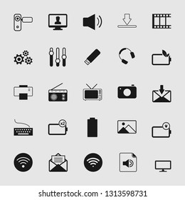 Vector illustration of standard and universal media and multimedia vector icon set 