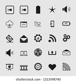 Vector illustration of standard and universal media and multimedia vector icon set 