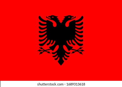 Vector illustration of Standart size Albania national flag.