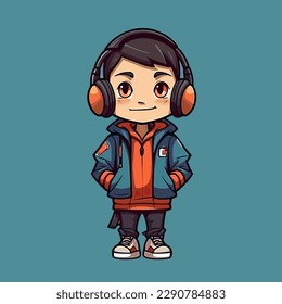 Ilustración vectorial de un personaje de caricatura de pie