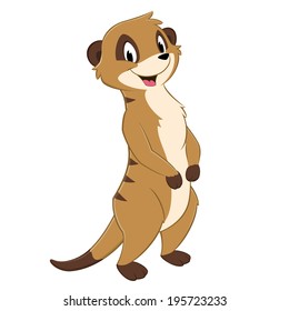 Vector illustration standing cartoon meerkat