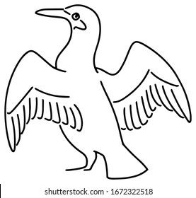 Vector illustration of a standing cormorant