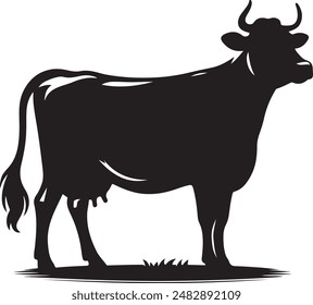 Vector Illustration of Standing Cow in Profile View