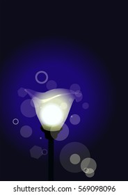 Vector illustration of a standing glowing lamp on a blue background EPS10