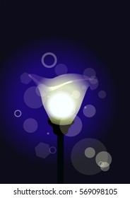 Vector illustration of a standing glowing lamp on a blue background EPS10