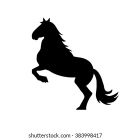 Vector illustration of standing horse on white background. Element for design.