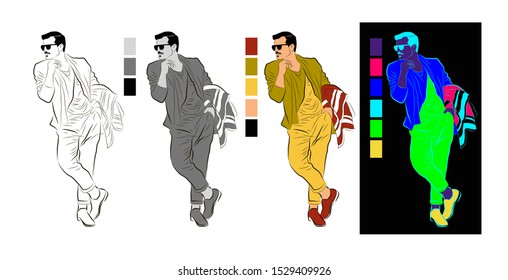 
Vector illustration of a standing man. Isolated image of a fashionable man.
