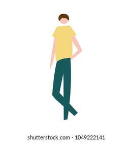 Vector illustration of standing man. Silhouette of guy characters. Cartoon flat vector design for logo, print, card, flyer, fabric, poster. 