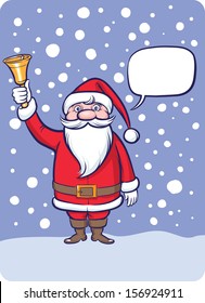 Vector illustration of standing Santa Claus with Christmas bell. Easy-edit layered vector EPS10 file scalable to any size without quality loss. High resolution raster JPG file is included. 