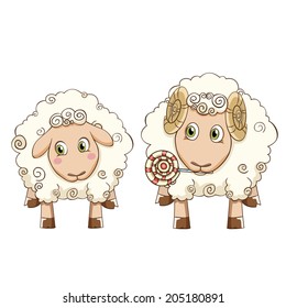 vector illustration of standing sheep