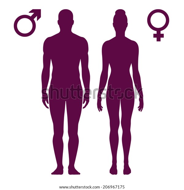 白い背景に男女のシルエット 女性と男性のサインが立つベクターイラスト のベクター画像素材 ロイヤリティフリー