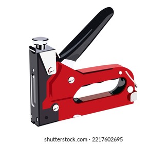 Vector Illustration Staple Gun isolated on white background. Carpentry hand tools.