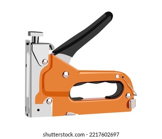 Vector Illustration Staple Gun isolated on white background. Carpentry hand tools.