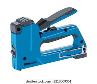 Vector Illustration Staple Gun isolated on white background. Carpentry hand tools.