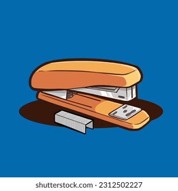 vector illustration of stapler with staples office tools