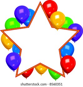 Vector Illustration of a Star with Balloons Burst