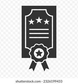 Vector illustration of star certificate icon in dark color and transparent background(PNG).