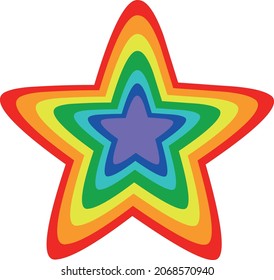 Vector illustration of a star with the colors of the rainbow