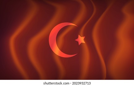 vector illustration of the star crescent moon flag for background. vector turkey flag for greeting cards, posters, independence theme banners