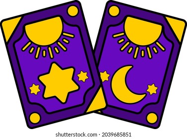 vector illustration of star and crescent tarot card paper. Design elements for Halloween