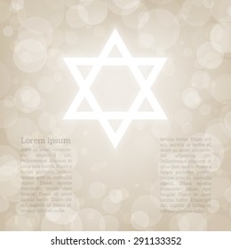 Vector illustration of Star of David with bokeh. High quality design element