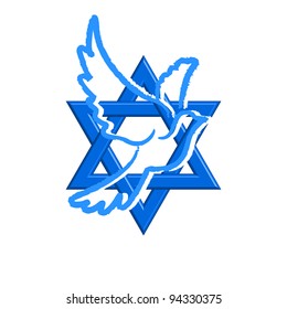 Vector illustration of Star of David & pegeion