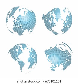 Vector Illustration of star dotted style on three-dimensional Abstract blue global technology background.