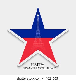 Vector illustration of a Star and Eiffel Tower for France Bastille Day.