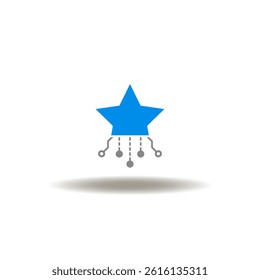 Vector illustration of star and electronic circuit. Symbol of military computing technology. Icon of army electronic innovation tech.