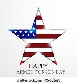 Vector illustration of a star fill with USA Flag for Armed Forces Day.