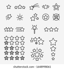 Vector illustration of star flat line icons set