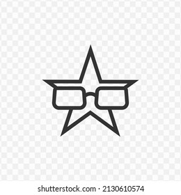 Vector illustration of star glasses icon in dark color and transparent background(png).